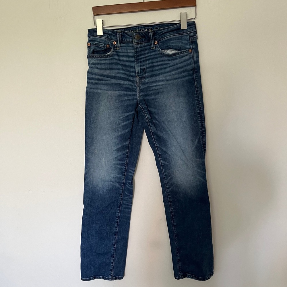 American Eagle Mens Original bootcut Jeans Medium Wash Blue Whiskered 29x32